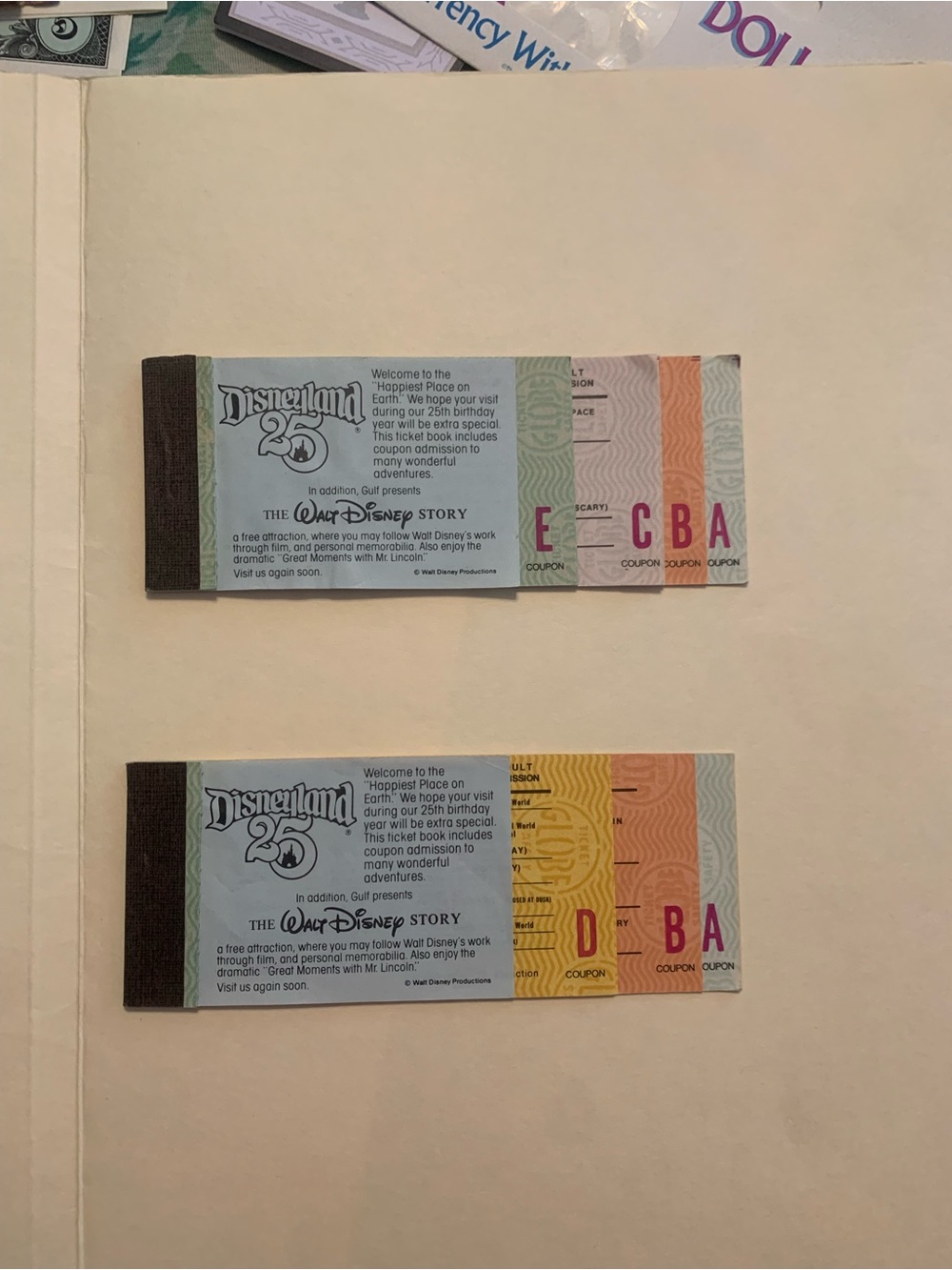 Disneyland 25th Anniversary Ticket Booklets - Pastel Multi